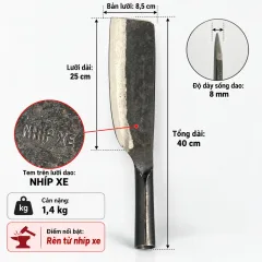 Dao chặt xương rèn từ nhíp ô tô 1,4kg, 1,2kg — ảnh 3