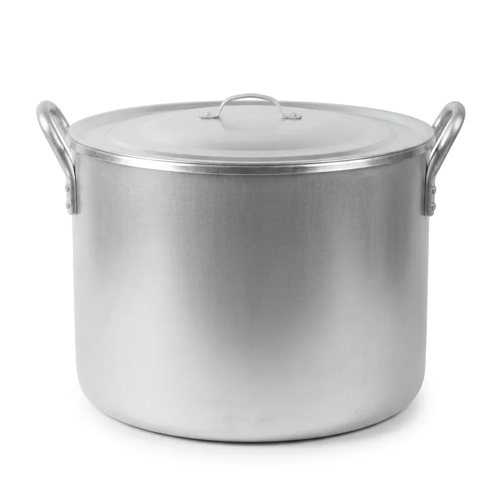Nồi luộc bánh chưng nhôm trắng 60 lít đậy nắp, thành nồi trơn sáng màu