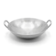 Chảo nhôm 2 quai nhìn ngang, miệng rộng, thành chảo loe