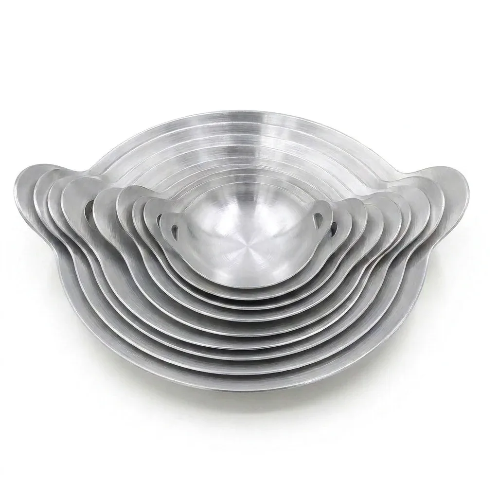 Chảo nhôm máy bay 9 cỡ của xưởng Ecocook xếp lồng vào nhau
