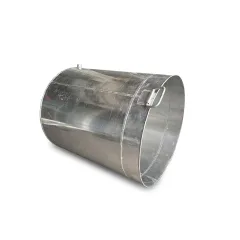 Nồi luộc măng bằng nhôm cỡ lớn đặt nằm ngang, thân trụ hàn kín, quai khung gập được