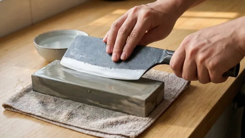 Cách mài dao chặt sắc bén bằng đá mài tại nhà