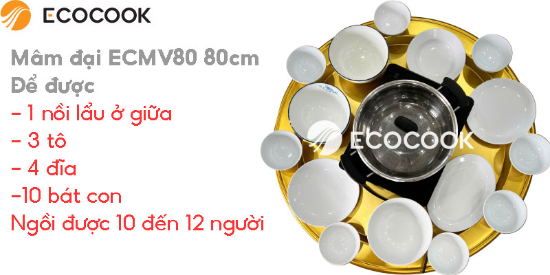 hình ảnh mâm ăn lẩu loại đại đường kính 80cm ecocook MVEC80