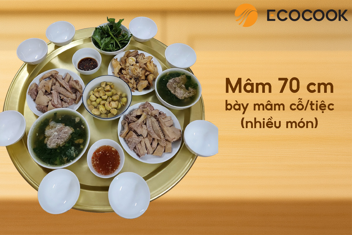 Mâm vàng 70 cm EcoCook cho mâm cỗ/tiệc Mâm vàng 70 cm EcoCook cho mâm cỗ/tiệc