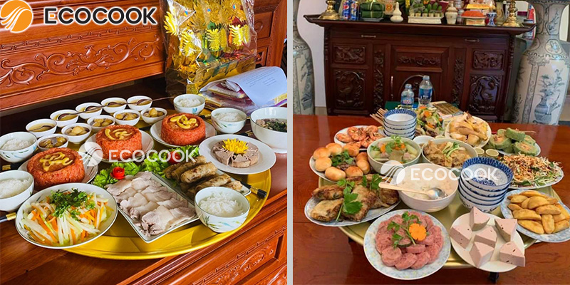 mâm cơm cúng giỗ bày 10 món rộng 70cm
